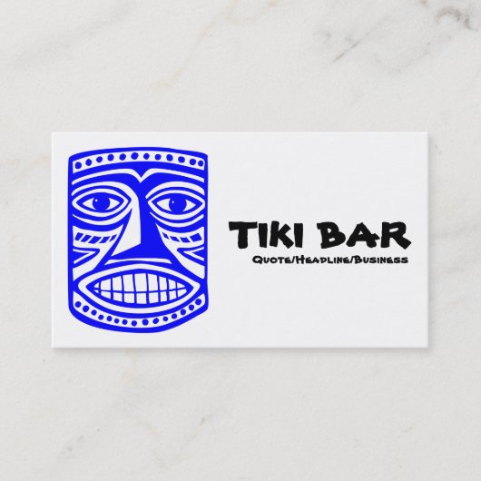 Tiki Bar - blauw, zwart-wit Visitekaartje (Voorkant)