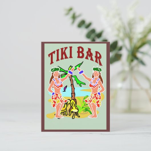 Tiki Bar Briefkaart (Staand voorkant)