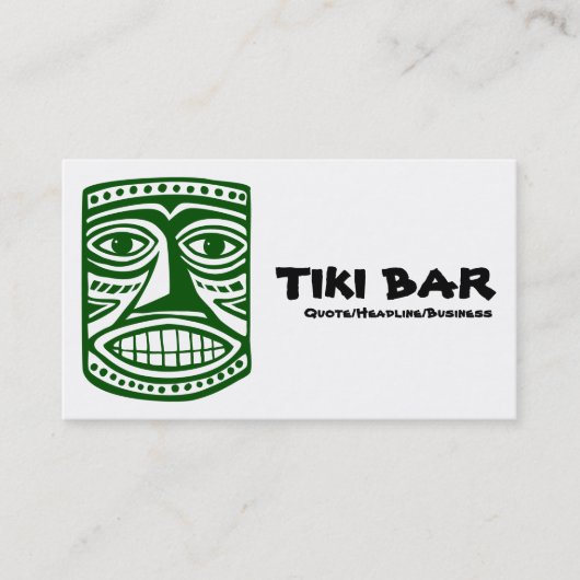 Tiki Bar - Dk Green, Black & White Visitekaartje (Voorkant)