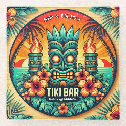 Tiki Bar Glass Onderzetter (Voorkant)