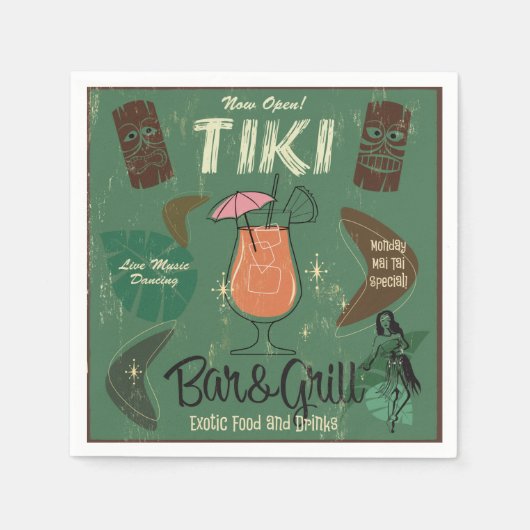Tiki Bar&Grill Cocktail servetten (Voorkant)