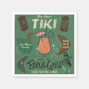 Tiki Bar&Grill Retro Cocktail Napkins Servet
