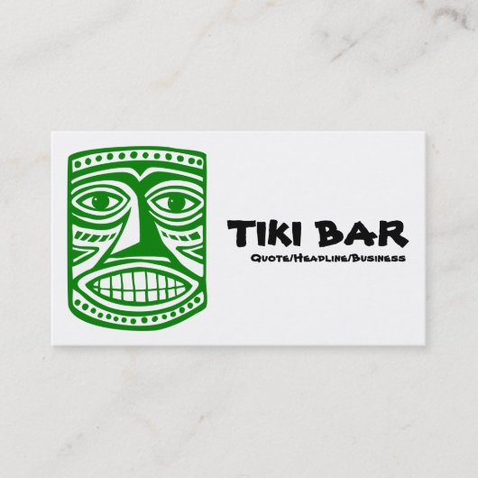 Tiki Bar - groen, zwart en wit Visitekaartje (Voorkant)