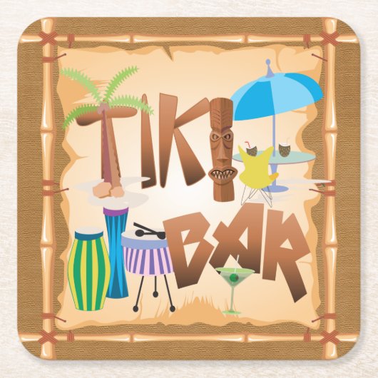 Tiki Bar Kartonnen Onderzetters (Voorkant)