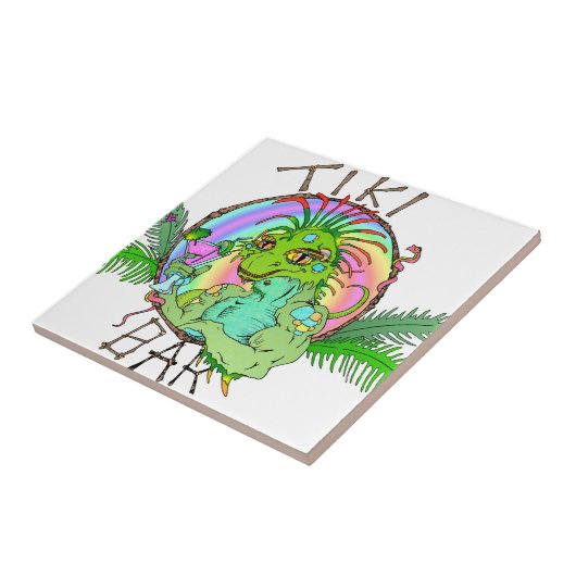 Tiki Bar Lizard Tegeltje (Zijkant)