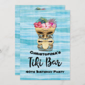Tiki Bar Luau Hawaiian Birthday Kaart (Voorkant / Achterkant)