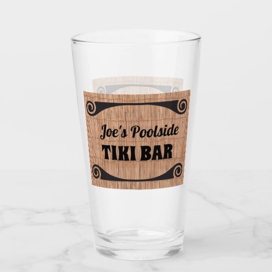 Tiki Bar met naam Bamboo Reed Achtergrond Glas (Voorkant)