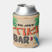 Tiki Bar met naam papegaaien Blikjeskoeler (Blikje Voorkant)