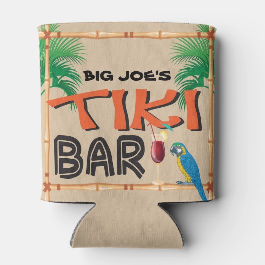 Tiki Bar met naam papegaaien Blikjeskoeler (Achterkant)