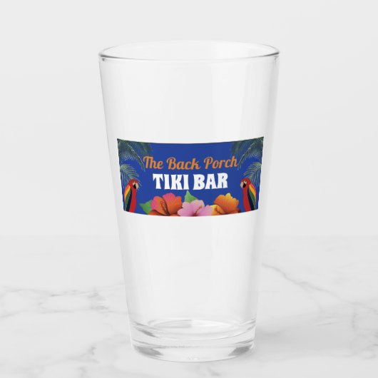 Tiki Bar met naam, wortels, Hibiscus Glas (Voorkant)