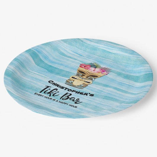 Tiki Bar Monogrammed Party Napkins Papieren Bordje (Gekanteld)