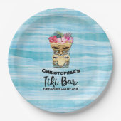  Tiki Bar Monogrammed Party Napkins Papieren Bordje (Voorkant)