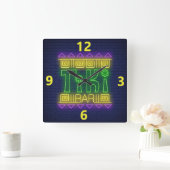 Tiki Bar Neon Sign Square Wall klok (Huis)