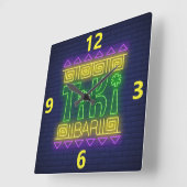 Tiki Bar Neon Sign Square Wall klok (Hoek)