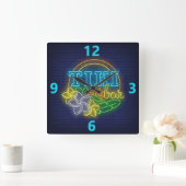 Tiki Bar Neon Sign Square Wall klok (Huis)