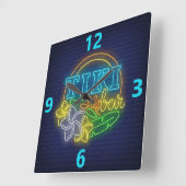 Tiki Bar Neon Sign Square Wall klok (Hoek)