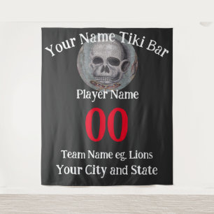 Tiki Bar nummer naam stad staat slagzin T-Shirt Wandkleed