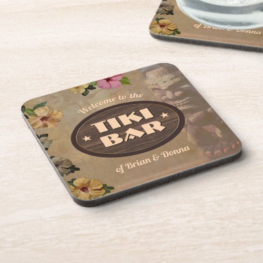  Tiki Bar-Onderzetters met Jouw naam(s) Bier Onderzetter (Linkerzijde)