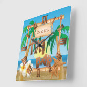 Tiki Bar-ontwerp aanpassen Vierkante Klok (Hoek)