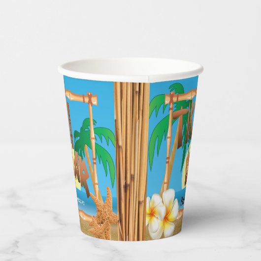 Tiki Bar-ontwerp - Personaliseren Papieren Bekers (Rechts)