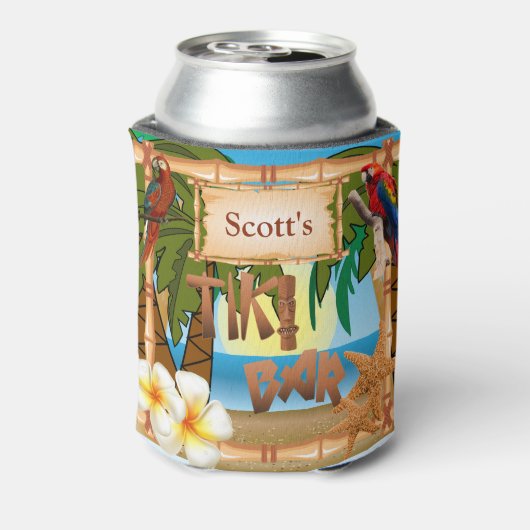 Tiki Bar-partij personaliseren Blikjeskoeler (Blikje Achterkant)