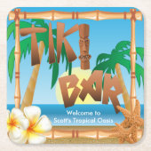 Tiki Bar personaliseert Tropische Oasis Kartonnen Onderzetters (Voorkant)