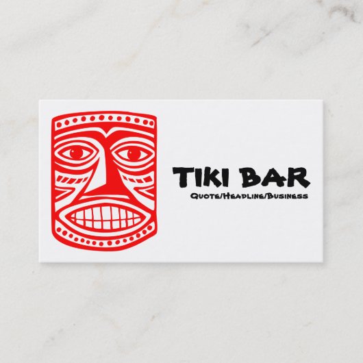 Tiki Bar - Rood, Zwart en Wit Visitekaartje (Voorkant)