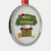 Tiki Bar Santa Hat Wreath Tropical Beach Kerstmis Metalen Ornament (Rechts)