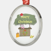 Tiki Bar Santa Hat Wreath Tropical Beach Kerstmis Metalen Ornament (Links)
