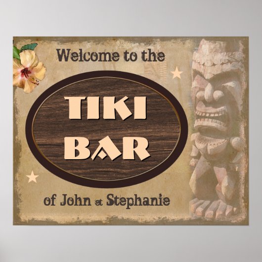 Tiki Bar-teken met Jouw naam(s) Poster (Voorkant)