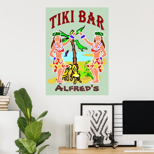 Tiki Bar-teken Poster (Thuiskantoor)