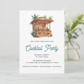 Tiki Bar Tropisch Cocktailfeest Achtertuin Zomer Kaart (Staand voorkant)
