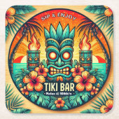 Tiki Bar Tropische Drinken Party Decor - Kartonnen Onderzetters (Voorkant)