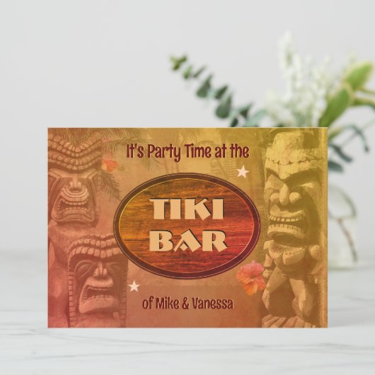 Tiki Bar-uitnodiging Kaart (Staand voorkant)