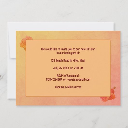 Tiki Bar-uitnodiging Kaart (Achterkant)