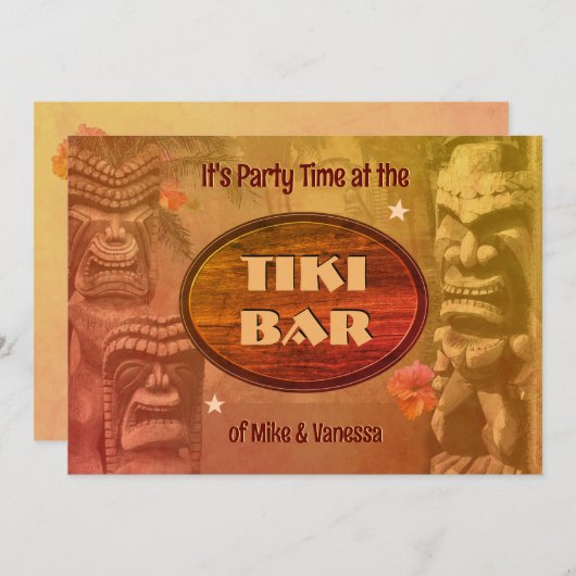 Tiki Bar-uitnodiging Kaart (Voorkant / Achterkant)