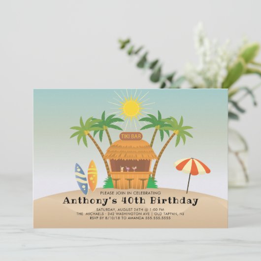 Tiki Bar Zomerfeest Kaart (Staand voorkant)