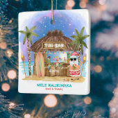 Tiki Beach Bar maanlicht Santa Tropical Christmas Keramisch Ornament