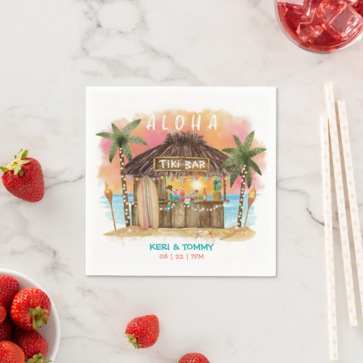 Tiki Beach Bar | Surf en Zee van tropische zonnest Servet (Insitu)