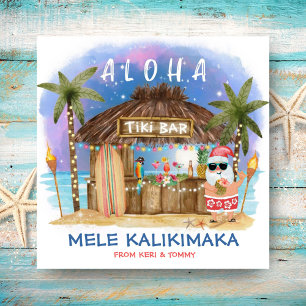 Tiki Beach Bar Tropical Moon Santa Mele Kalikimaka Feestdagenkaart