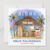 Tiki Beach Bar Tropical Moon Santa Mele Kalikimaka Feestdagenkaart (Voorkant)