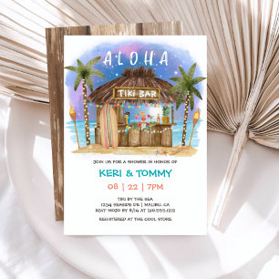 Tiki Beach Bar Tropical Night Zee Couples Shower Kaart