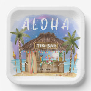 Tiki Beach Bar Tropisch Aloha Surf & Zee Papieren Bordje