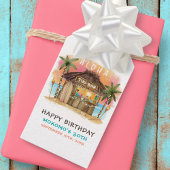 Tiki Beach Bar Tropisch Zee Verjaardag Cadeaulabel