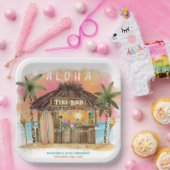 Tiki Beach Bar Tropisch Zee Verjaardag Papieren Bordje (Feest)