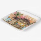 Tiki Beach Bar Tropisch Zee Verjaardag Papieren Bordje (Gebogen)