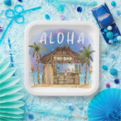 Tiki Beach Bar Tropische Aloha Surf & Zee Papieren Bordje (Feest)