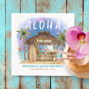 Tiki Beach Bar Tropische Maan Sterren Verjaardag Servet