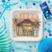 Tiki Beach Bar Tropische Surf & Zee Papieren Bordje (Feest)