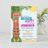 Tiki Beach Party Verjaardag Uitnodiging (Staand voorkant)